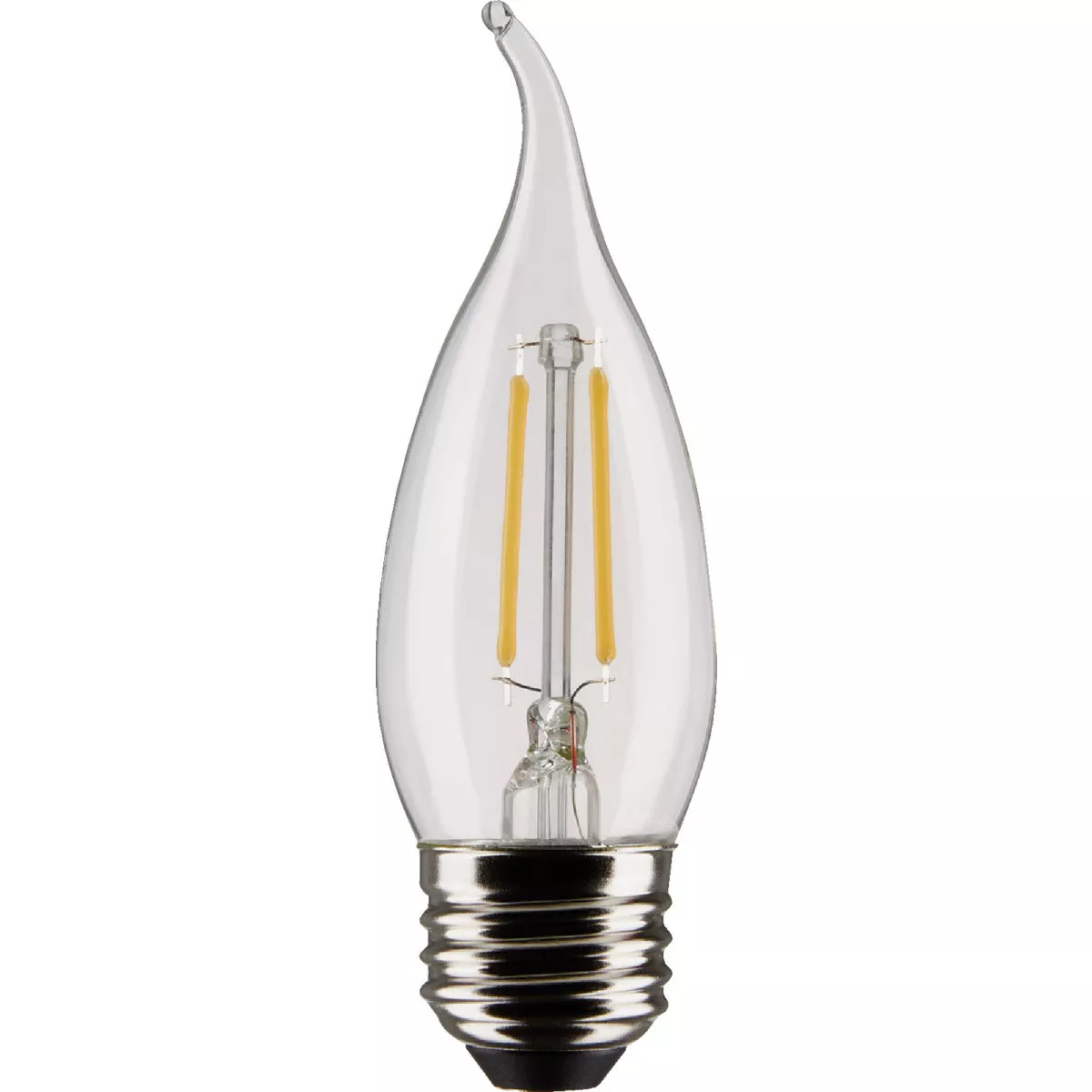 Satco 25W Equivalent Warm White Clear CA10 Medium LED Decorative Light Bulb (2-Pack)