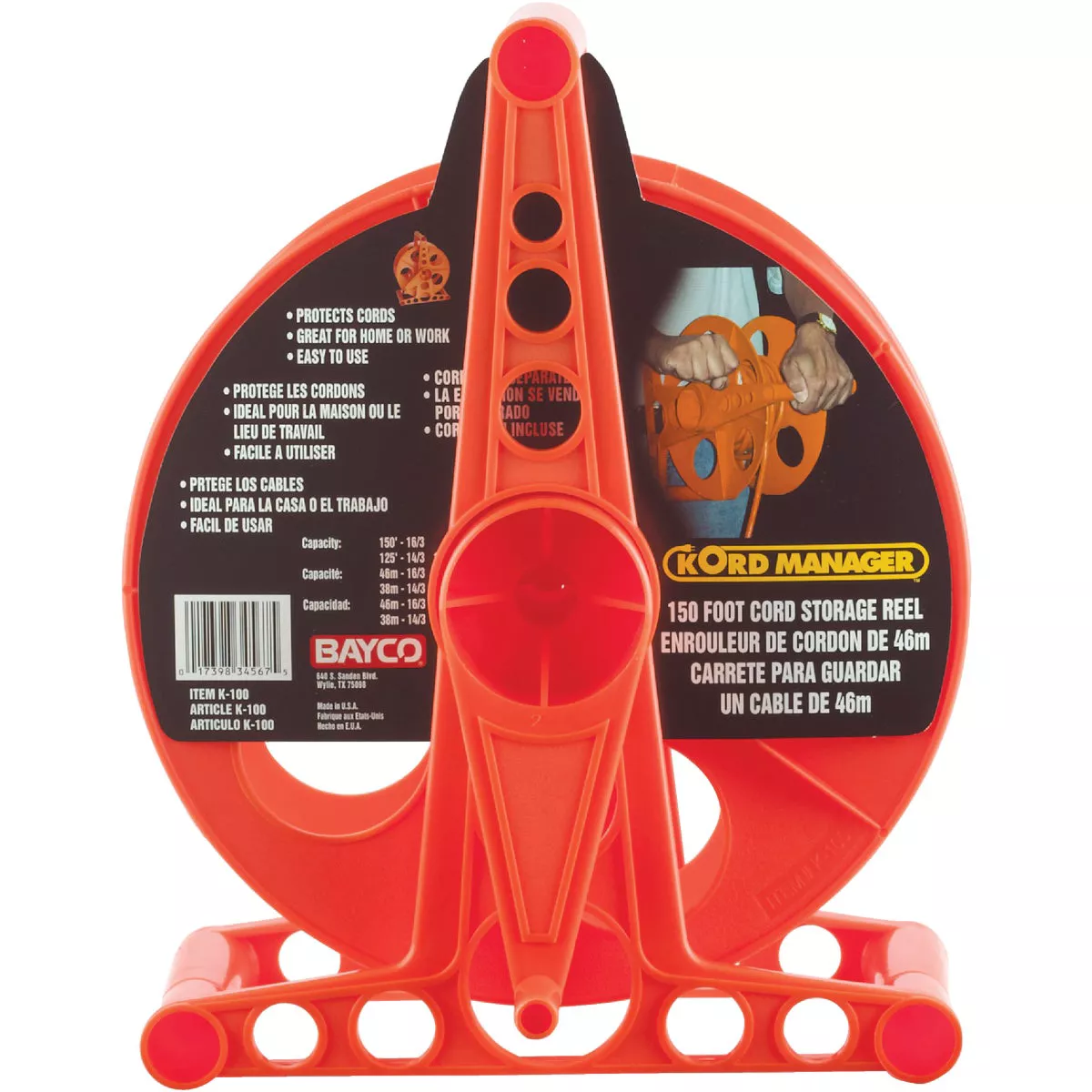 Bayco 150 Ft. of 16/3 Cord Capacity Plastic Cord Reel with Stand - photo 2