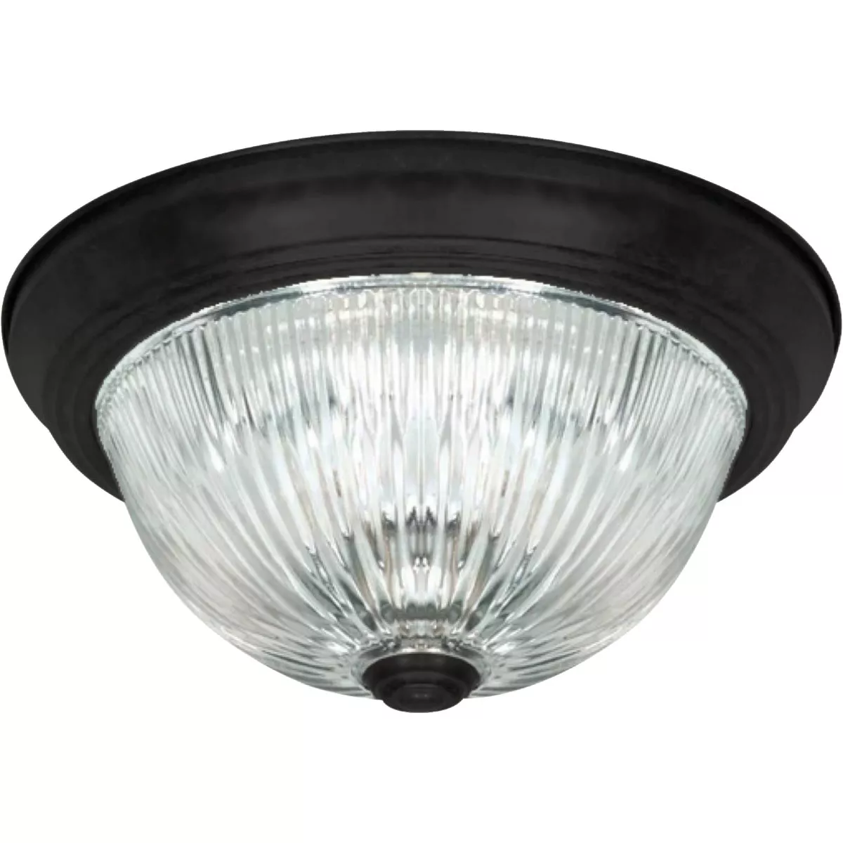 Home Impressions 13 In. Matte Black Flush Mount Ceiling Light Fixture, Clear Glass