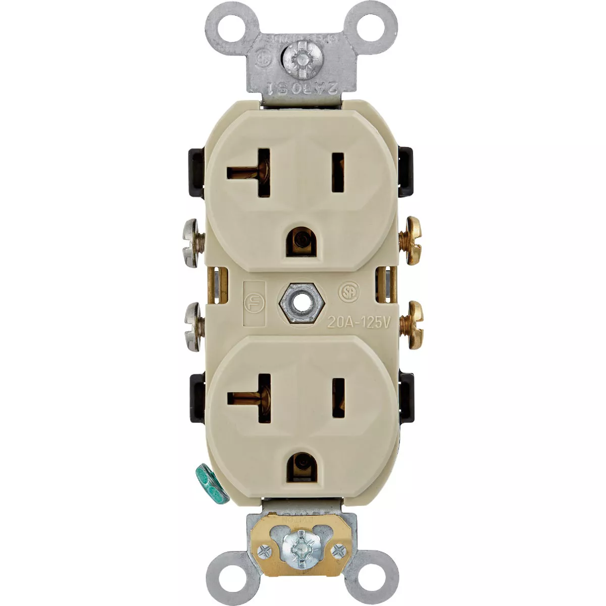 Leviton 20A Ivory Commercial Grade 5-20R Combination Side Back Wire Duplex Outlet