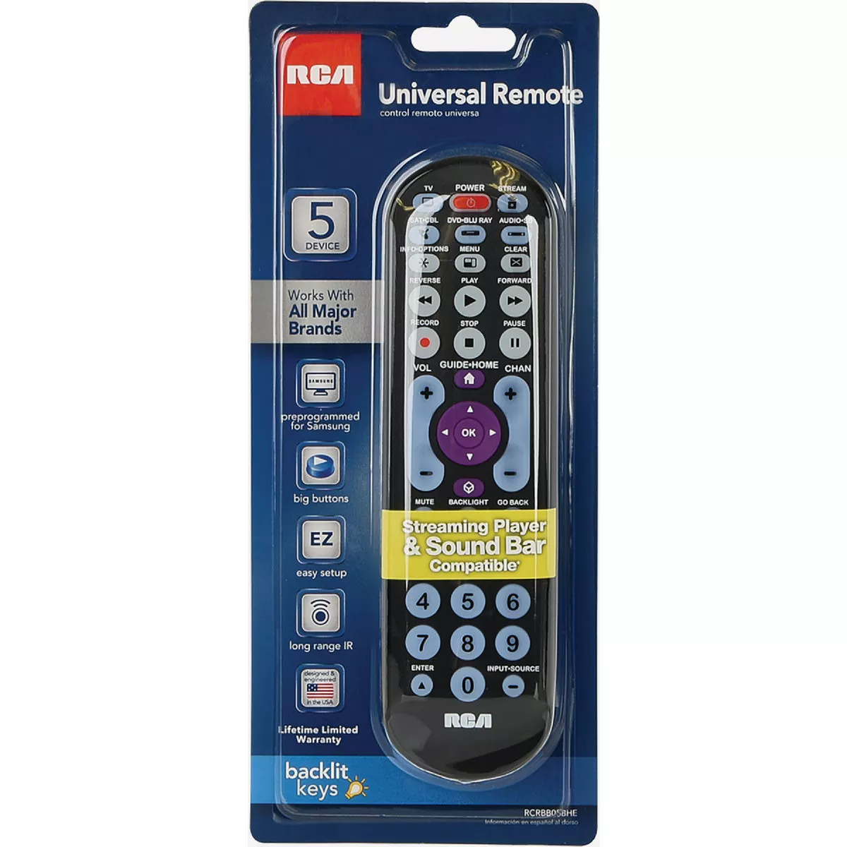 RCA 5-Device Universal Black Big Button Remote Control - photo 2