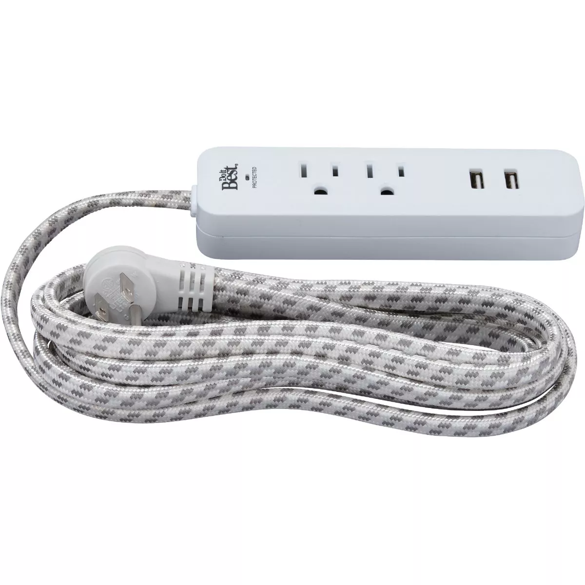 Do it Best 2-Outlet/2-USB 450J White Surge Protector with 9 Ft. Braided Cord & Right Angle Plug - photo 2