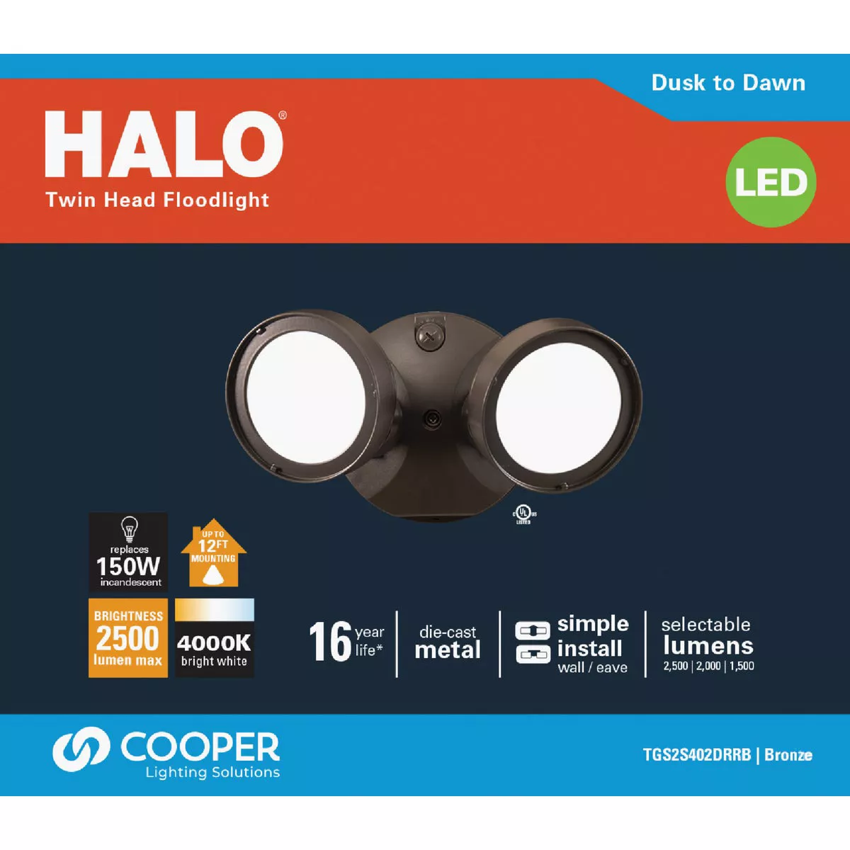 Halo Lumen Selectable Bronze Dusk to Dawn LED Floodlight Fixture - photo 2