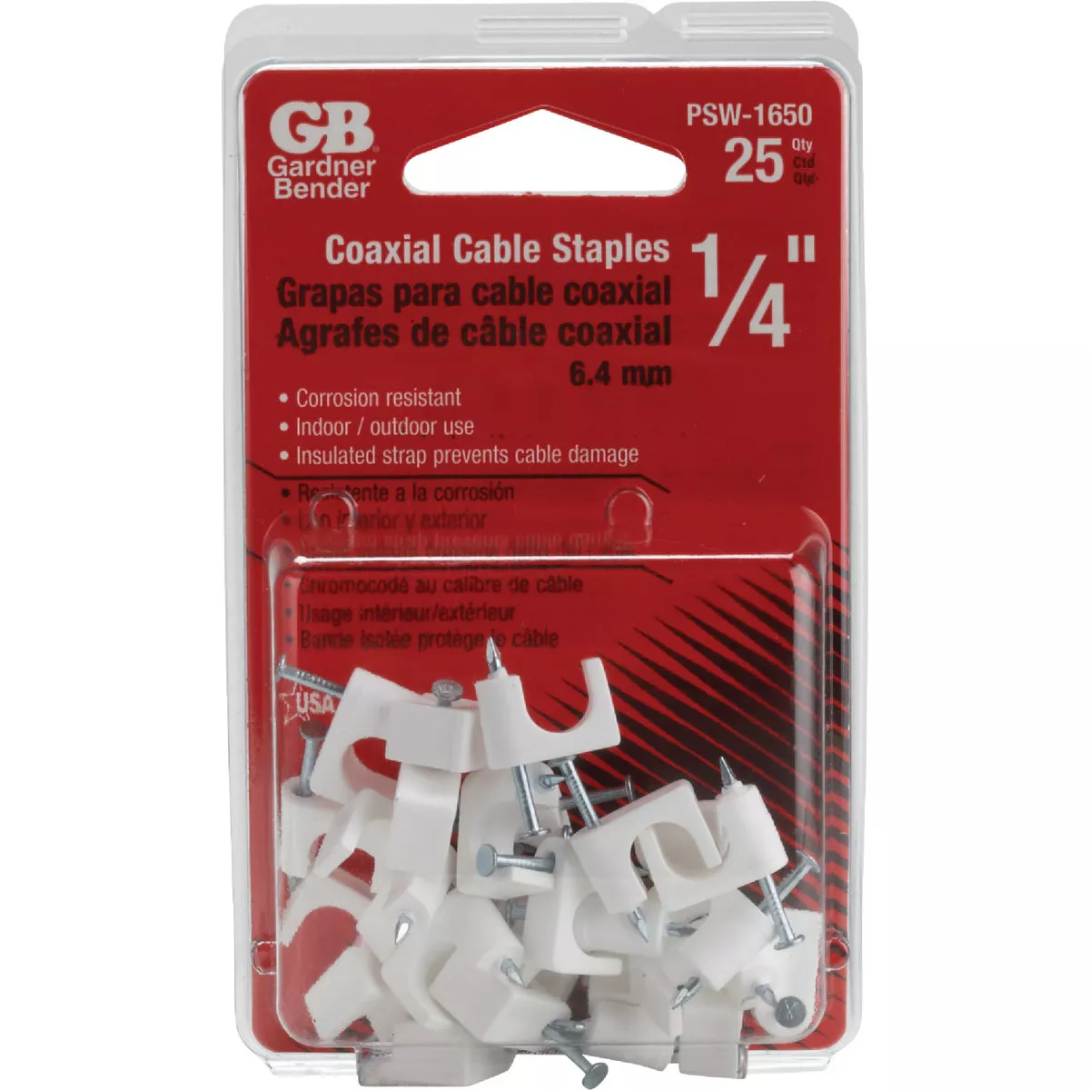 Gardner Bender 1/4 In. Polyethylene White UV Resistant Coaxial Staple (25-Count) - photo 2