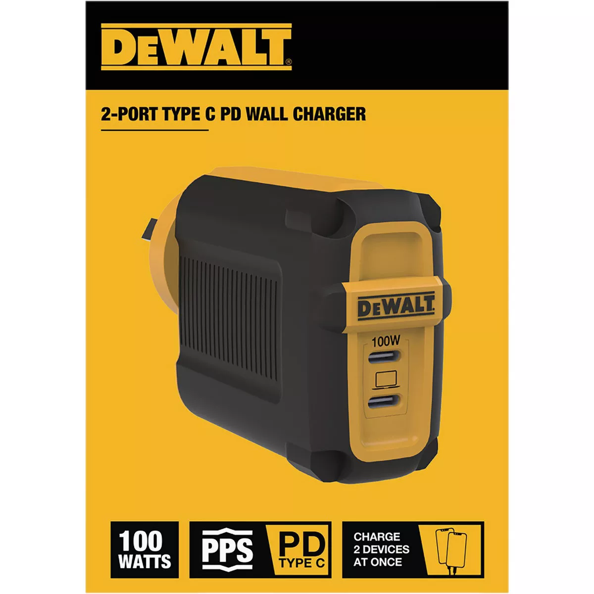 DEWALT 100W 2-Port GaN PPS PD Wall Charger - photo 2