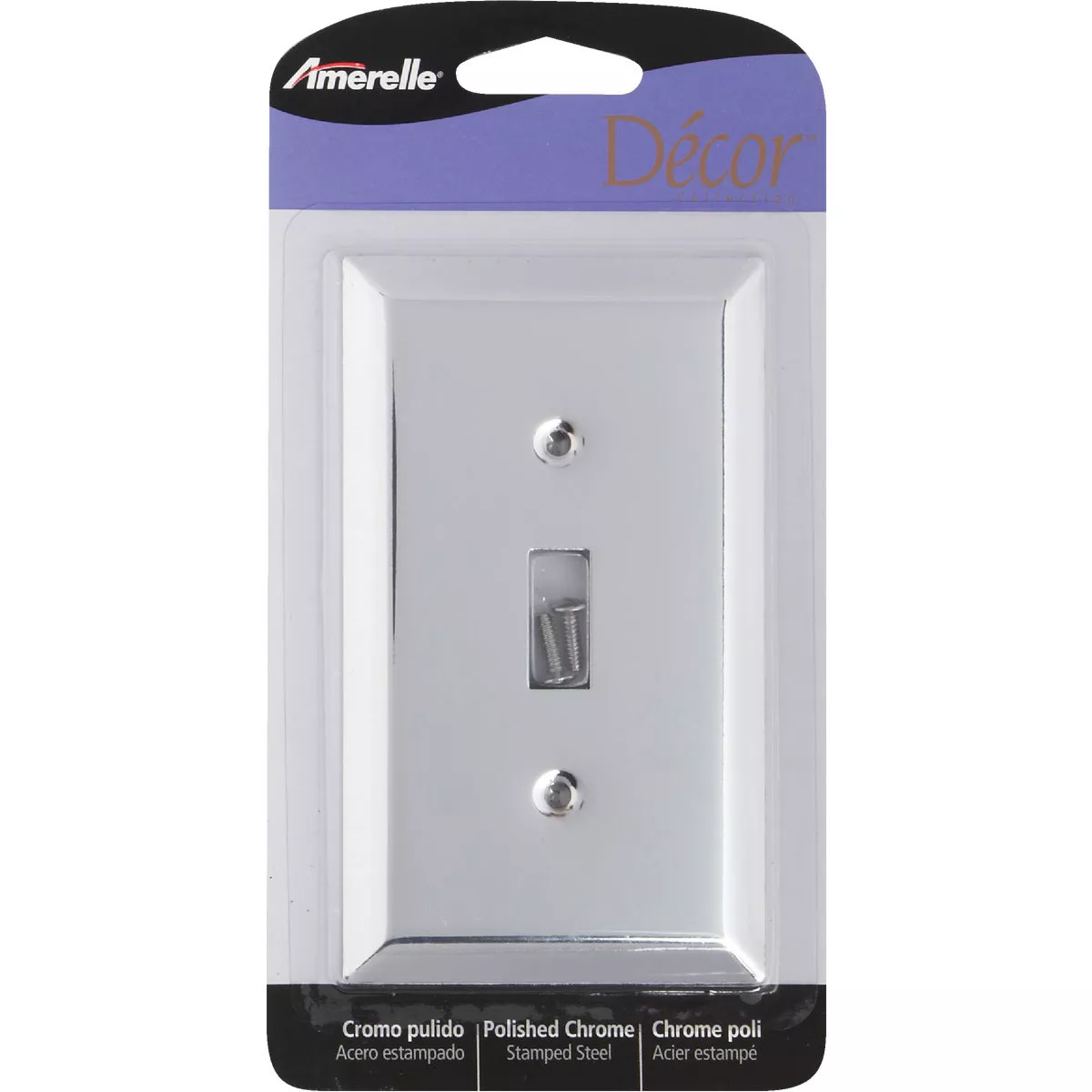 Amerelle 1-Gang Stamped Steel Toggle Switch Wall Plate, Polished Chrome - photo 2