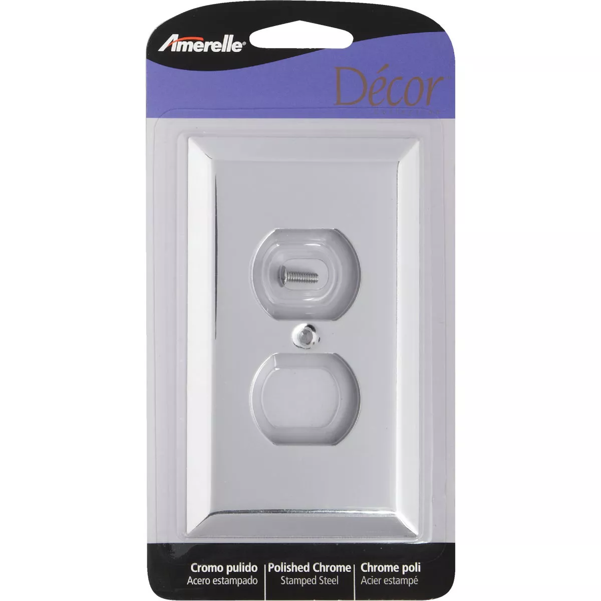 Amerelle 1-Gang Stamped Steel Outlet Wall Plate, Polished Chrome - photo 2