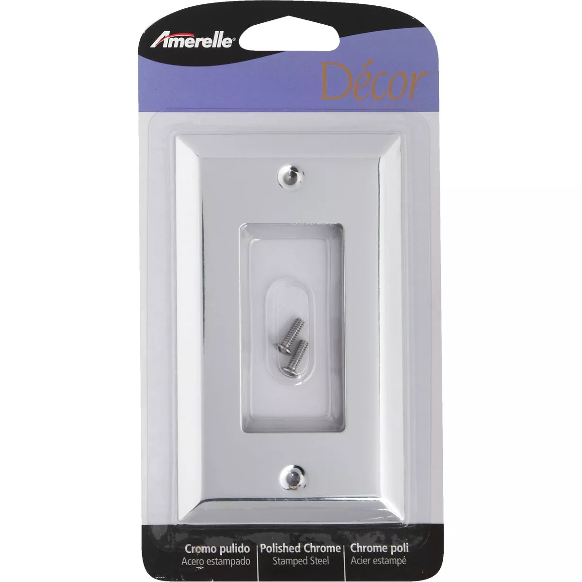 Amerelle 1-Gang Stamped Steel Rocker Decorator Wall Plate, Polished Chrome - photo 2