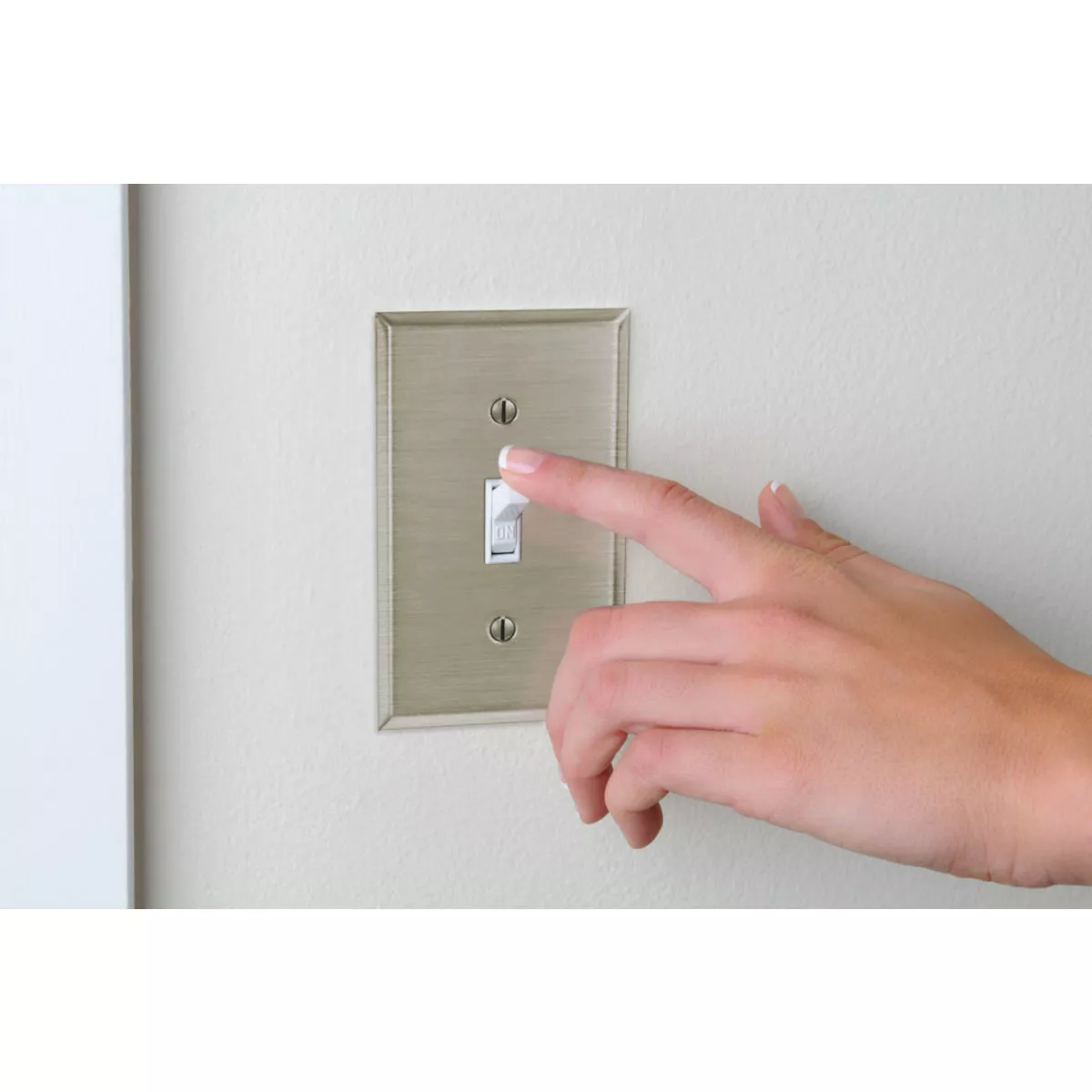 Amerelle 1-Gang Stamped Steel Toggle Switch Wall Plate, Brushed Nickel - photo 4
