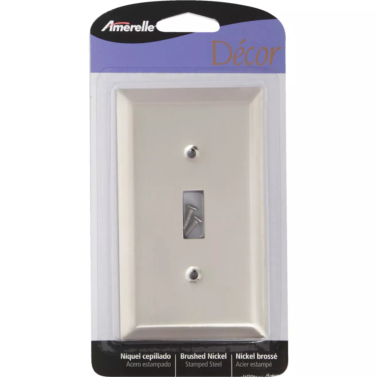 Amerelle 1-Gang Stamped Steel Toggle Switch Wall Plate, Brushed Nickel - photo 2