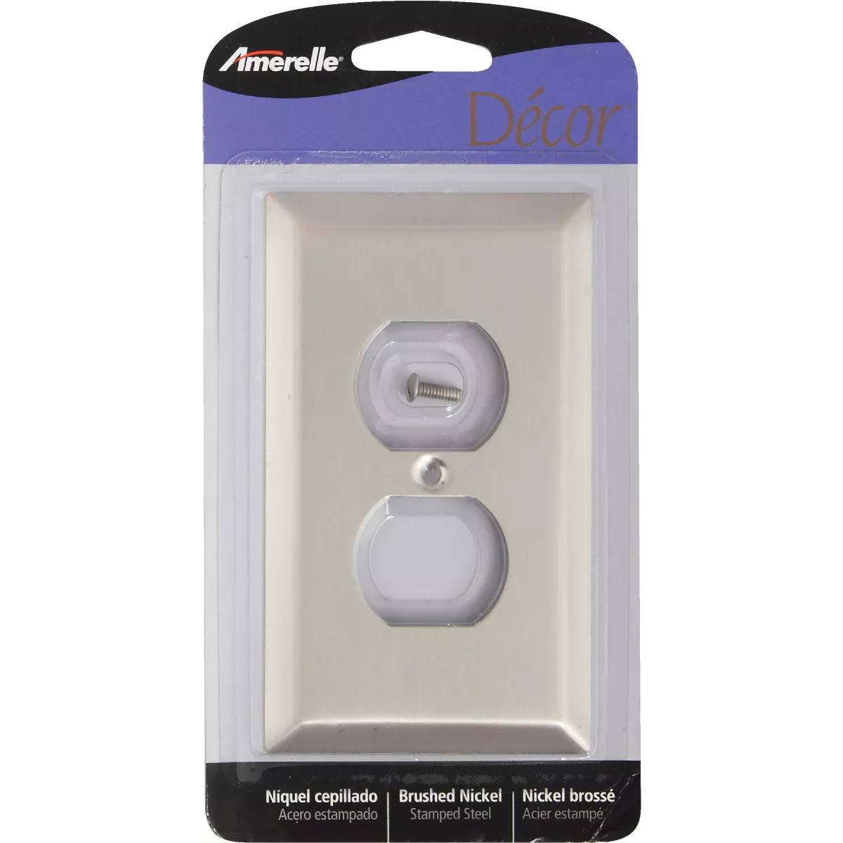 Amerelle 1-Gang Stamped Steel Outlet Wall Plate, Brushed Nickel - photo 2