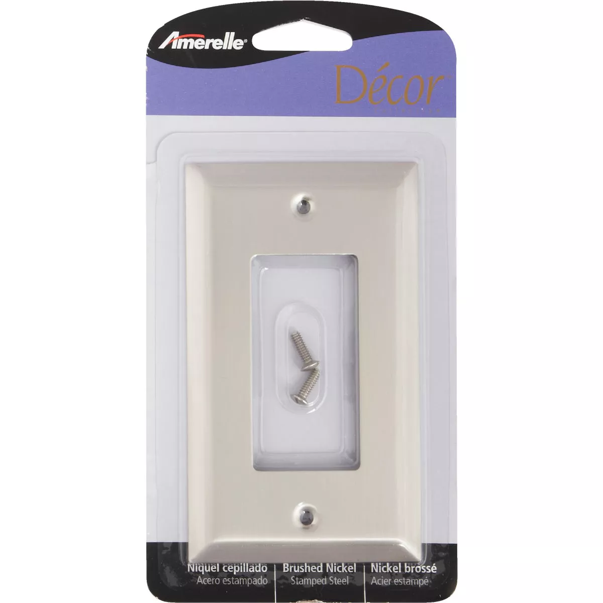 Amerelle 1-Gang Stamped Steel Rocker Decorator Wall Plate, Brushed Nickel - photo 2