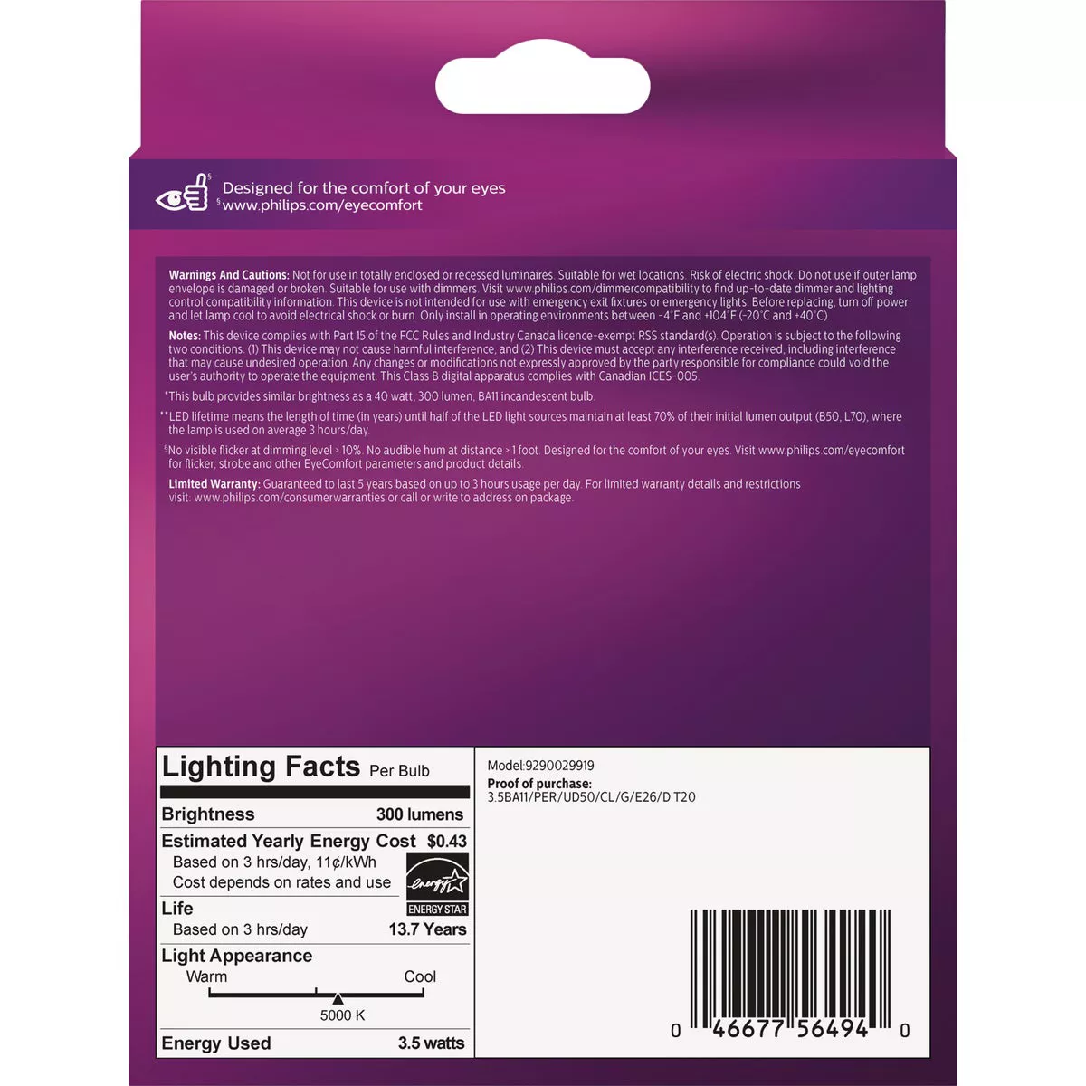 Philips Ultra Definition 40W Equivalent Daylight BA11 Medium LED Decorative Light Bulb (3-Pack) - photo 3