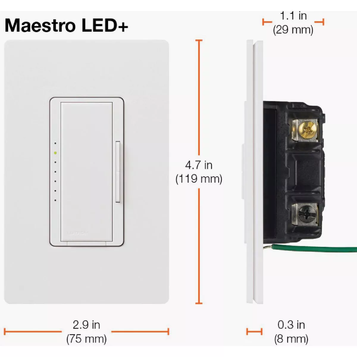Lutron Maestro Halogen/Incandescent/LED/CFL White Digital Slide Dimmer Switch - photo 10