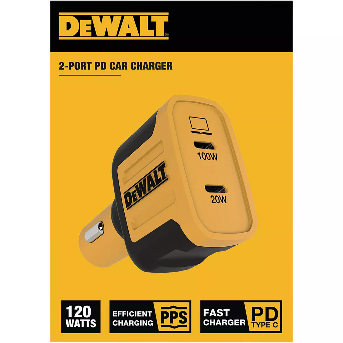 DEWALT 120W 2-Port PPS PD Car Charger - photo 2