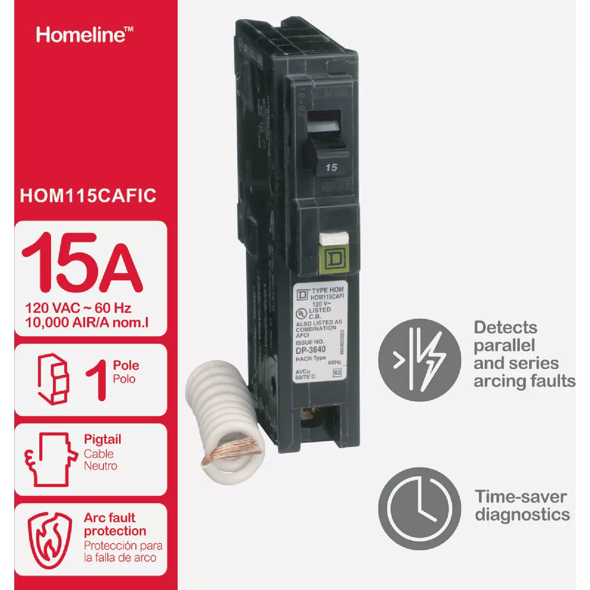 Square D Homeline 15A Single-Pole CAFCI Combination Arc Fault Breaker - photo 3