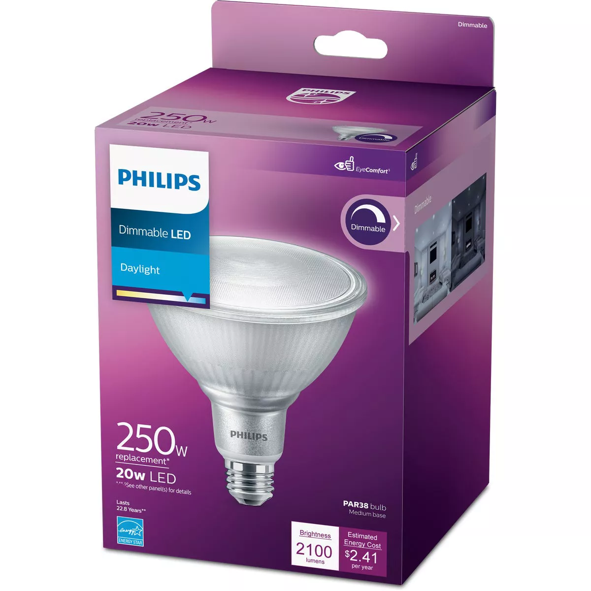 Philips High Output 250W Equivalent Daylight PAR38 Medium Dimmable LED Floodlight Light Bulb - photo 4