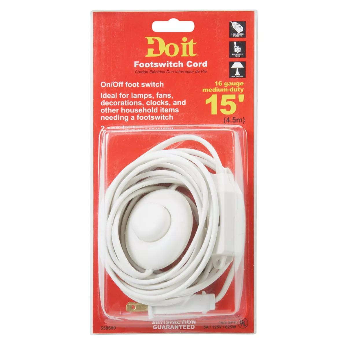 Do it 15 Ft. 18/2 White Extension Cord with Foot Switch - photo 3