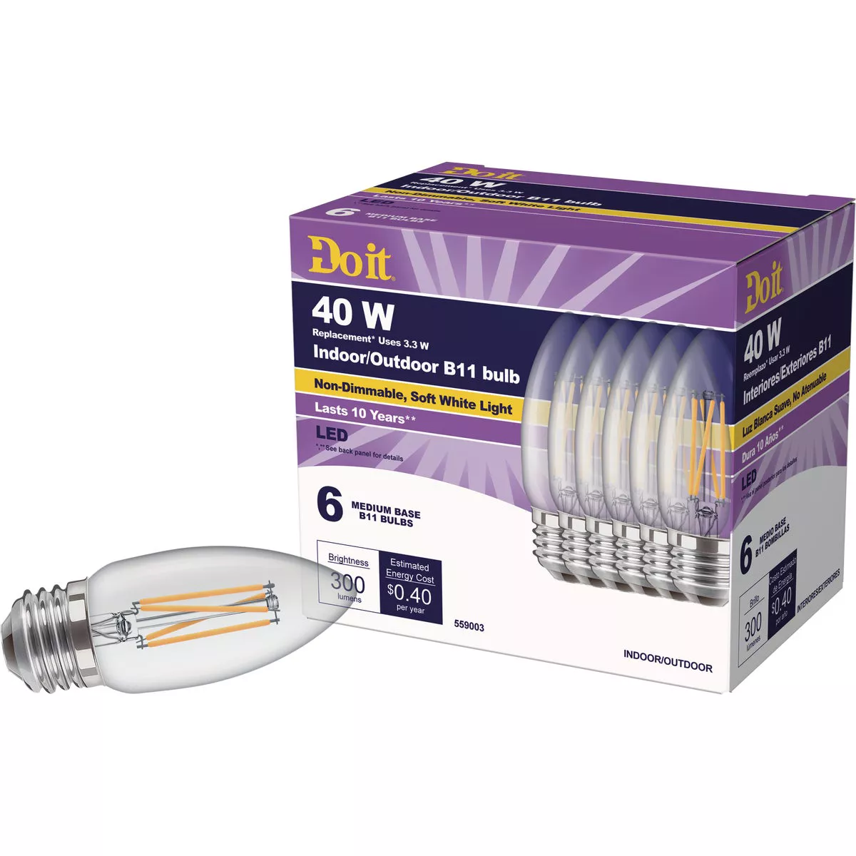 Do it 40W Equivalent Soft White B11 Medium LED Decorative Light Bulb, Title 20 (6-Pack) - photo 2