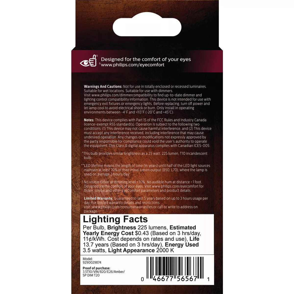 Philips Vintage 25W Equivalent Amber T10 Medium LED Decorative Light Bulb - photo 5