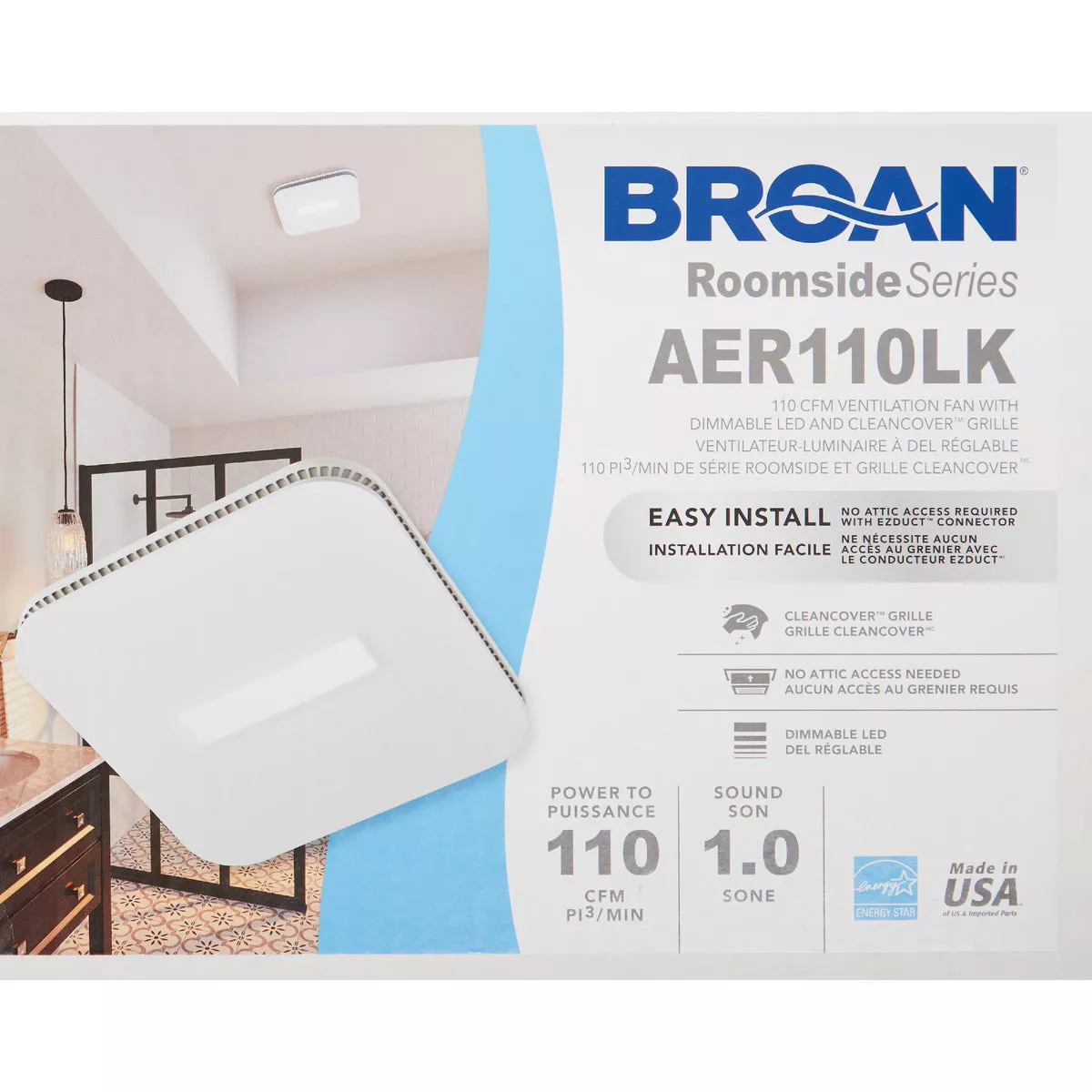 Broan-NuTone CleanCover 110 CFM 1.0 Sone 120V Bath Exhaust Fan with LED Light - photo 2