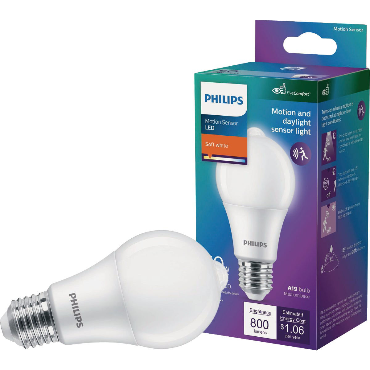 Philips 60w Equivalent Soft White A19 Medium Led Motion And Daylight Sensor Light Bulb Do It Best 5886