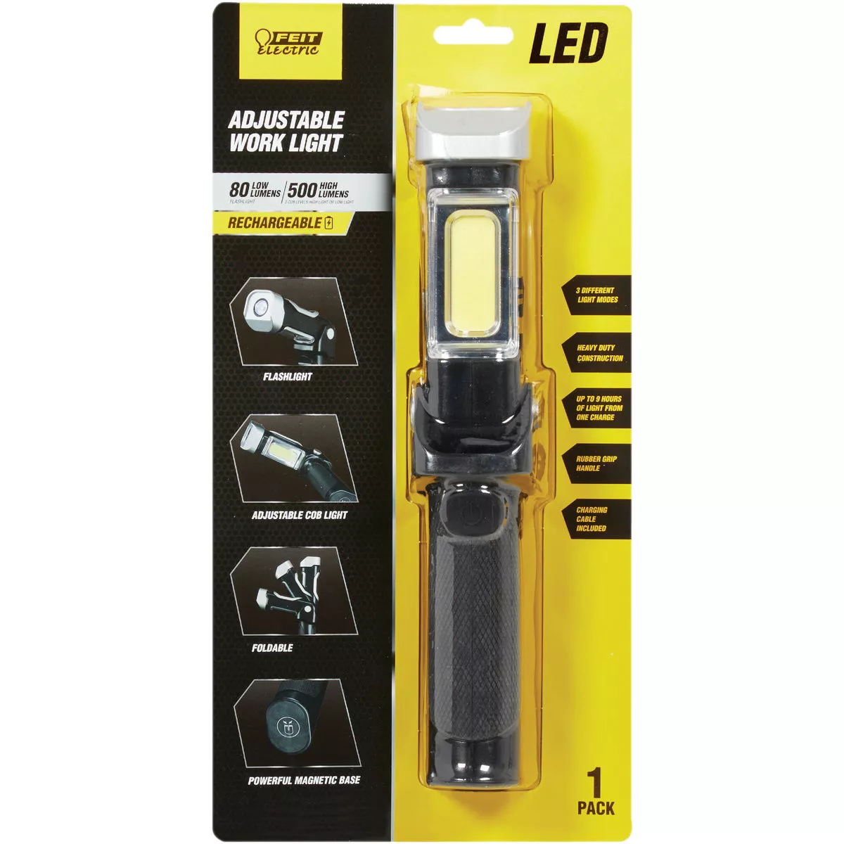 Feit Electric 500 Lm. LED Rechargeable Swivel Handheld Work Light ...