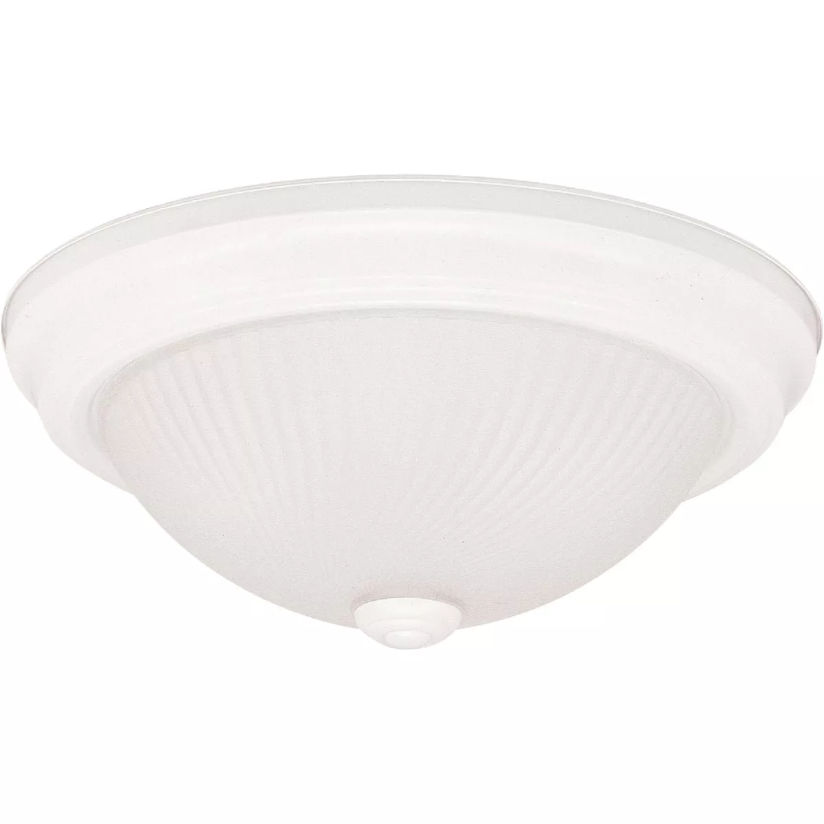 Home Impressions 13 In. White Incandescent Flush Mount Ceiling Light Fixture with Frosted Swirl Glass