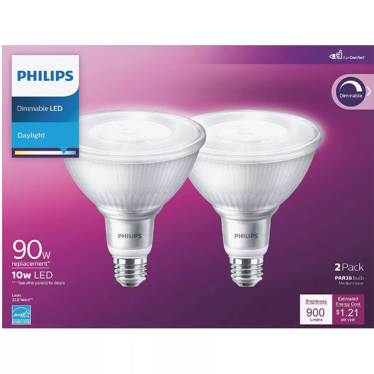 Philips 90W Equivalent Daylight PAR38 Medium Dimmable LED Floodlight Light Bulb (2-Pack) - photo 2