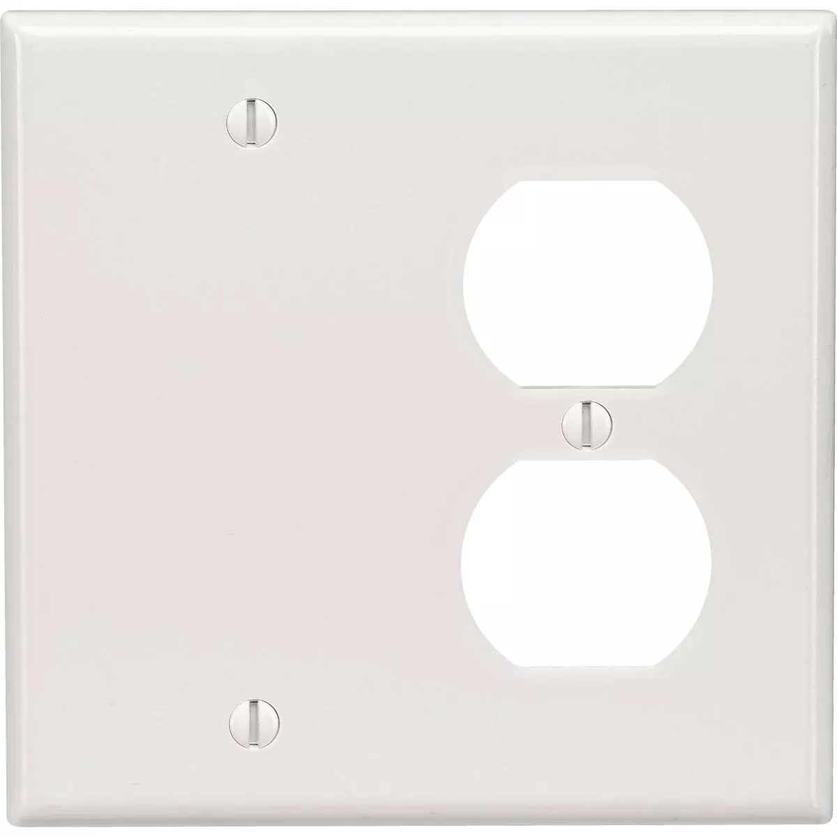 Leviton 2-Gang Thermoset Plastic Blank/Duplex Receptacle Wall Plate, White