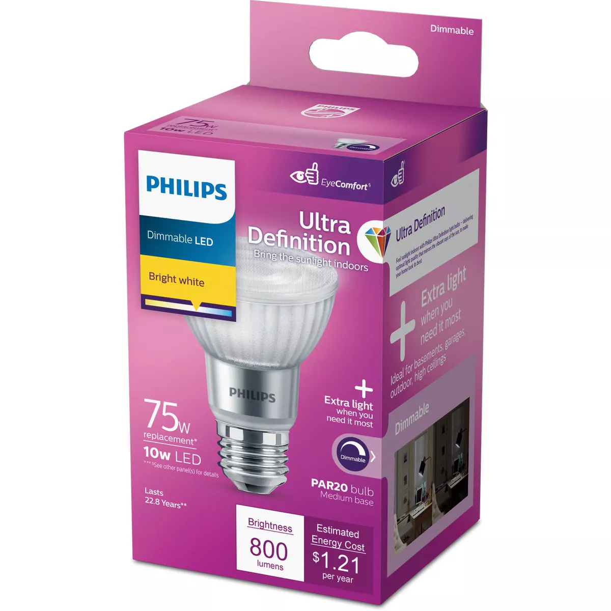 Philips Ultra Definition 75W Equivalent Bright White PAR20 Medium Dimmable LED Floodlight Light Bulb - photo 4