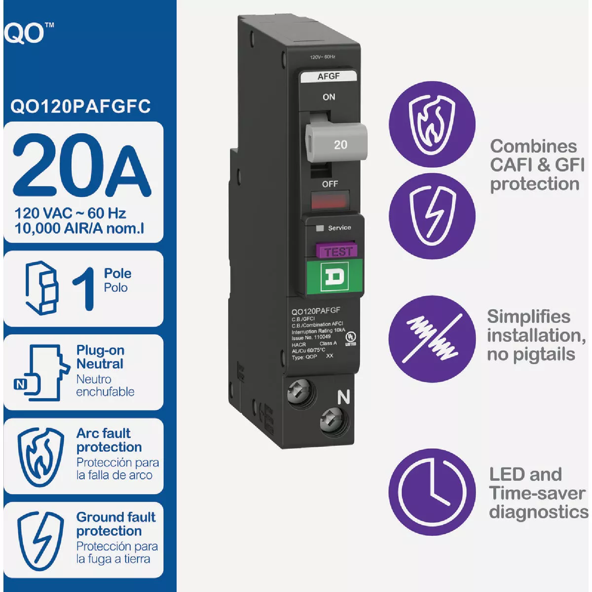 Square D QO 20A Single-Pole Dual Function Circuit Breaker - photo 7