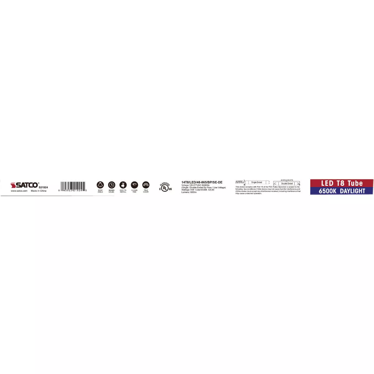 Satco 32W Equivalent 48 In. Daylight T8 Bi-Pin Ballast Bypass LED Tube Light Bulb - photo 2