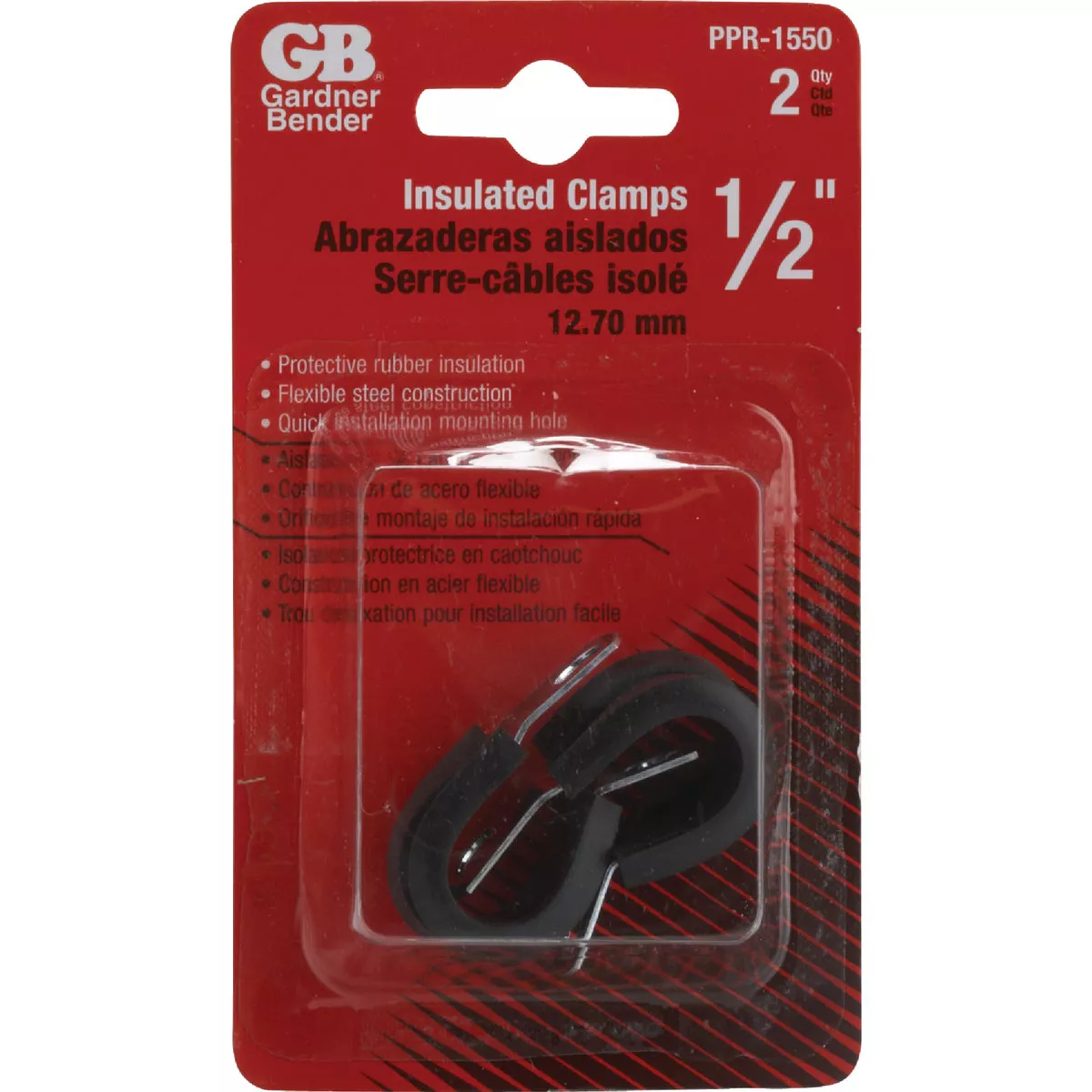 Gardner Bender 1/2 In. Steel w/Rubber Insert Black Cable Clamp (2-Pack) - photo 2