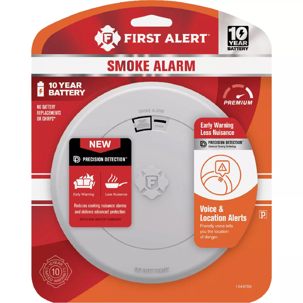 First Alert SM210V 10-Year Battery Photoelectric Smoke Alarm with Voice Alerts