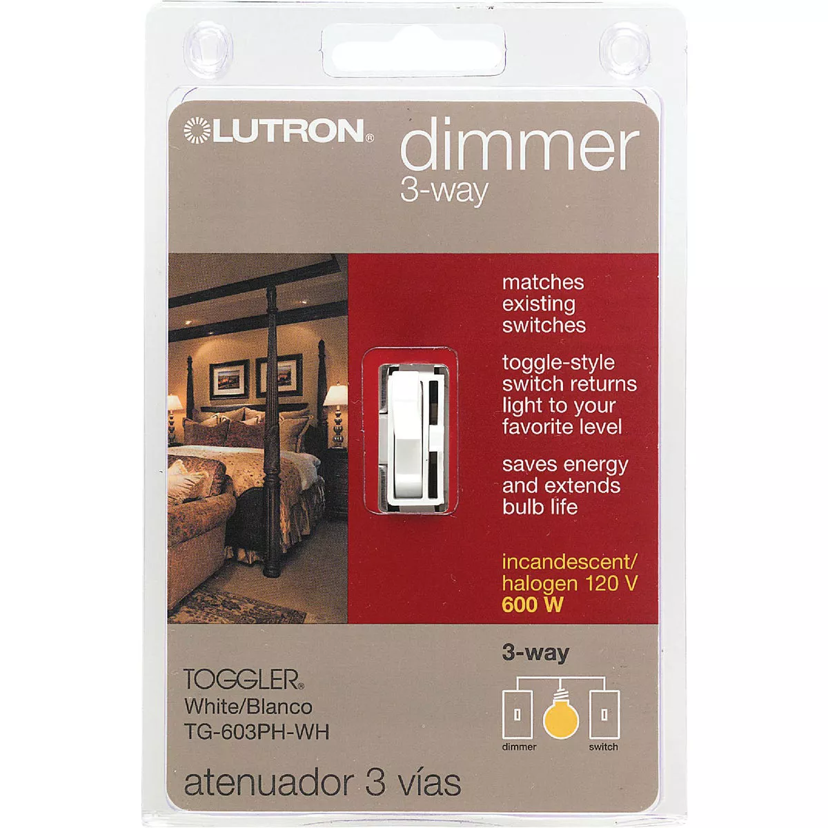 Lutron Toggler Incandescent White Preset Slide Dimmer Switch - photo 2