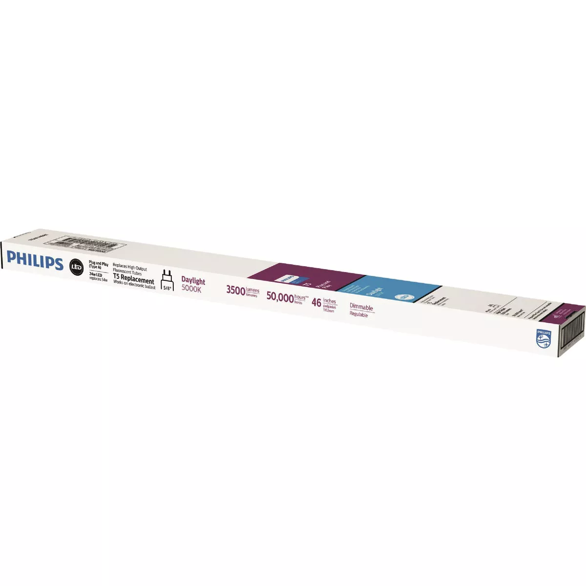 Philips 54-Watt Equivalent 46in. Linear T5 InstantFit LED Tube Light Bulb Daylight (5000K)