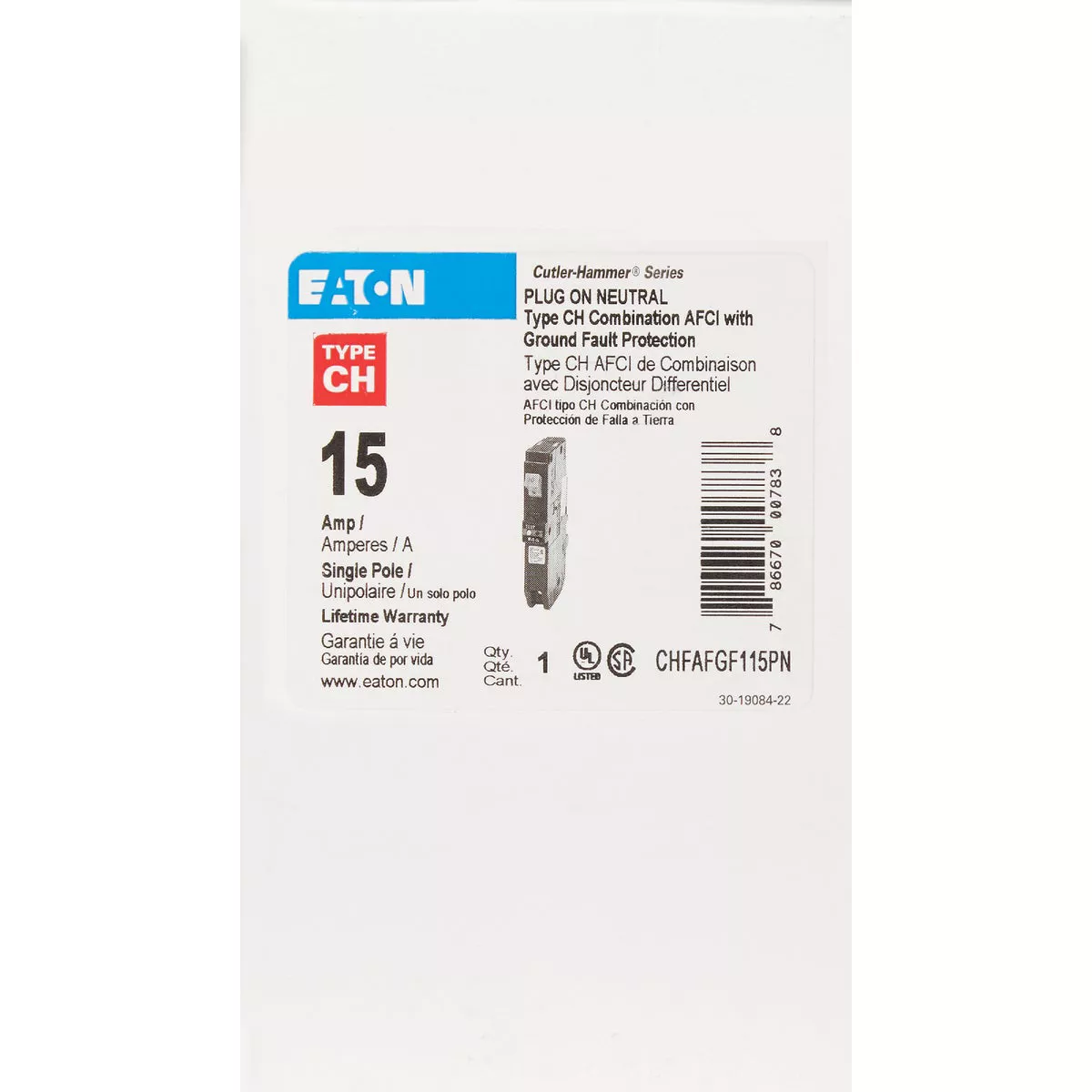 Eaton CH 15A Single-Pole AFCI/GFCI Circuit Breaker - photo 2