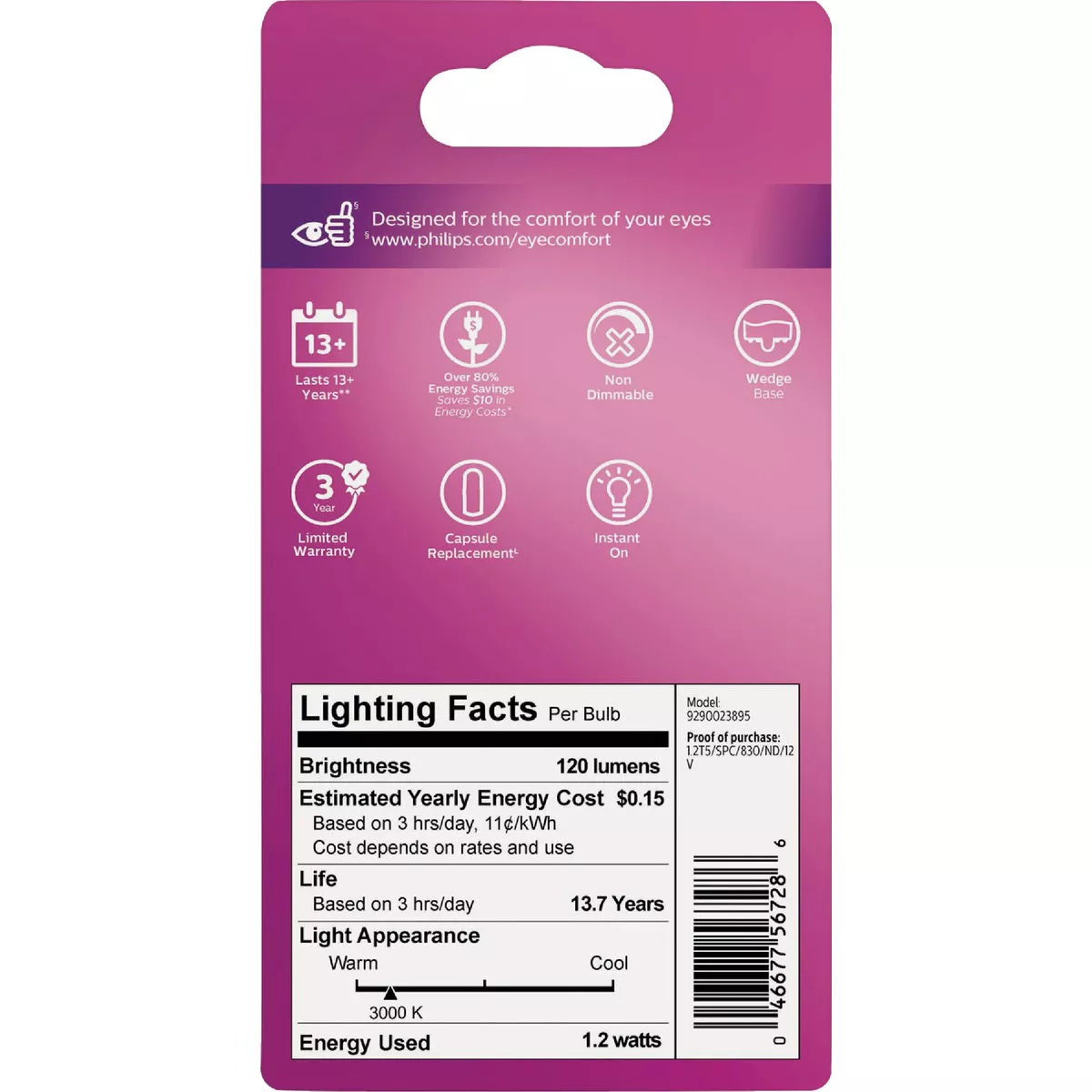 Philips 7W Equivalent T5 Wedge Base 12V LED Capsule Bulb (2-Pack) - photo 3