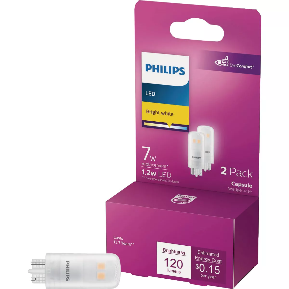 Philips 7W Equivalent T5 Wedge Base 12V LED Capsule Bulb (2-Pack) - photo 4