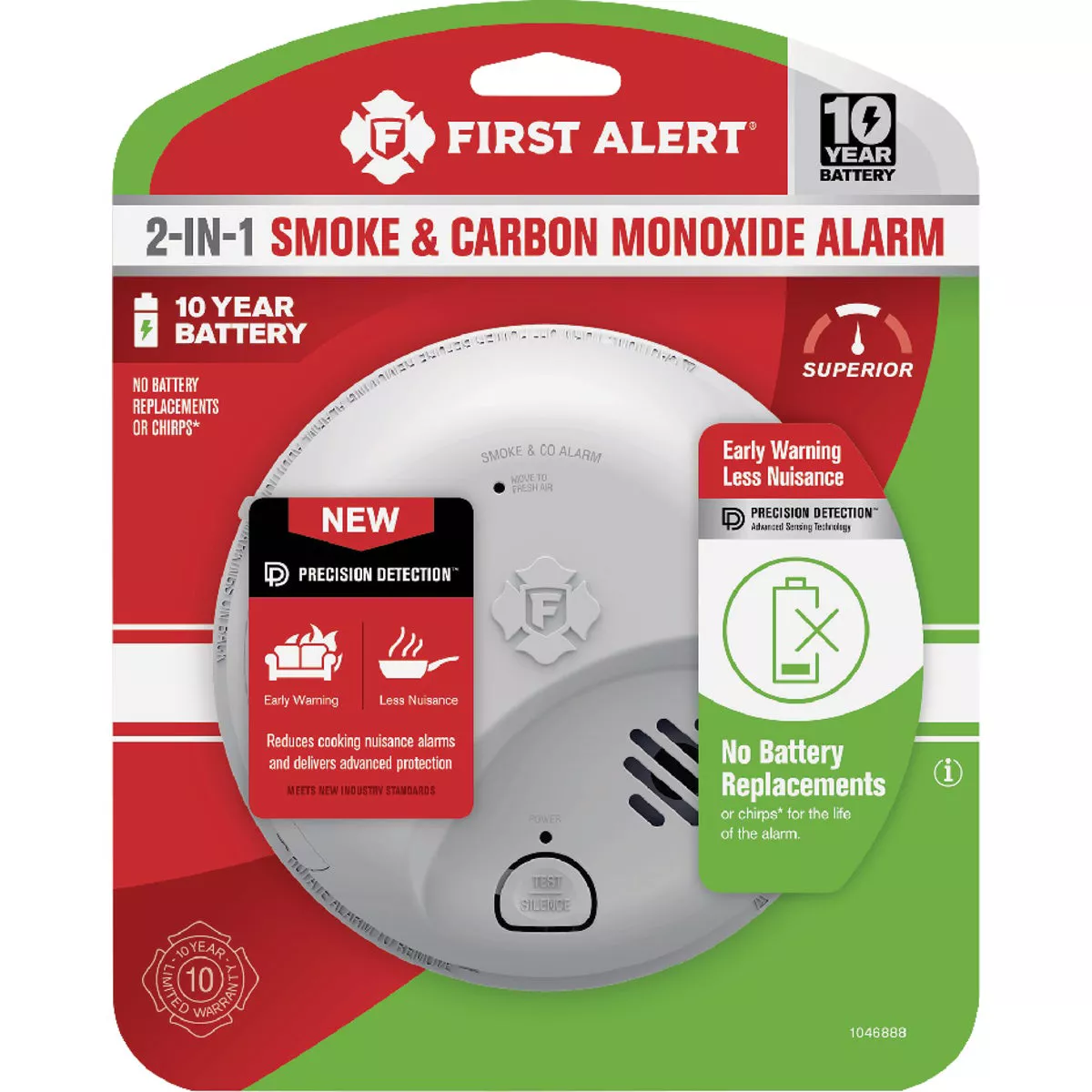 First Alert SMICO110 2-in-1 10-Year Battery Ionization Smoke & Carbon Monoxide Alarm