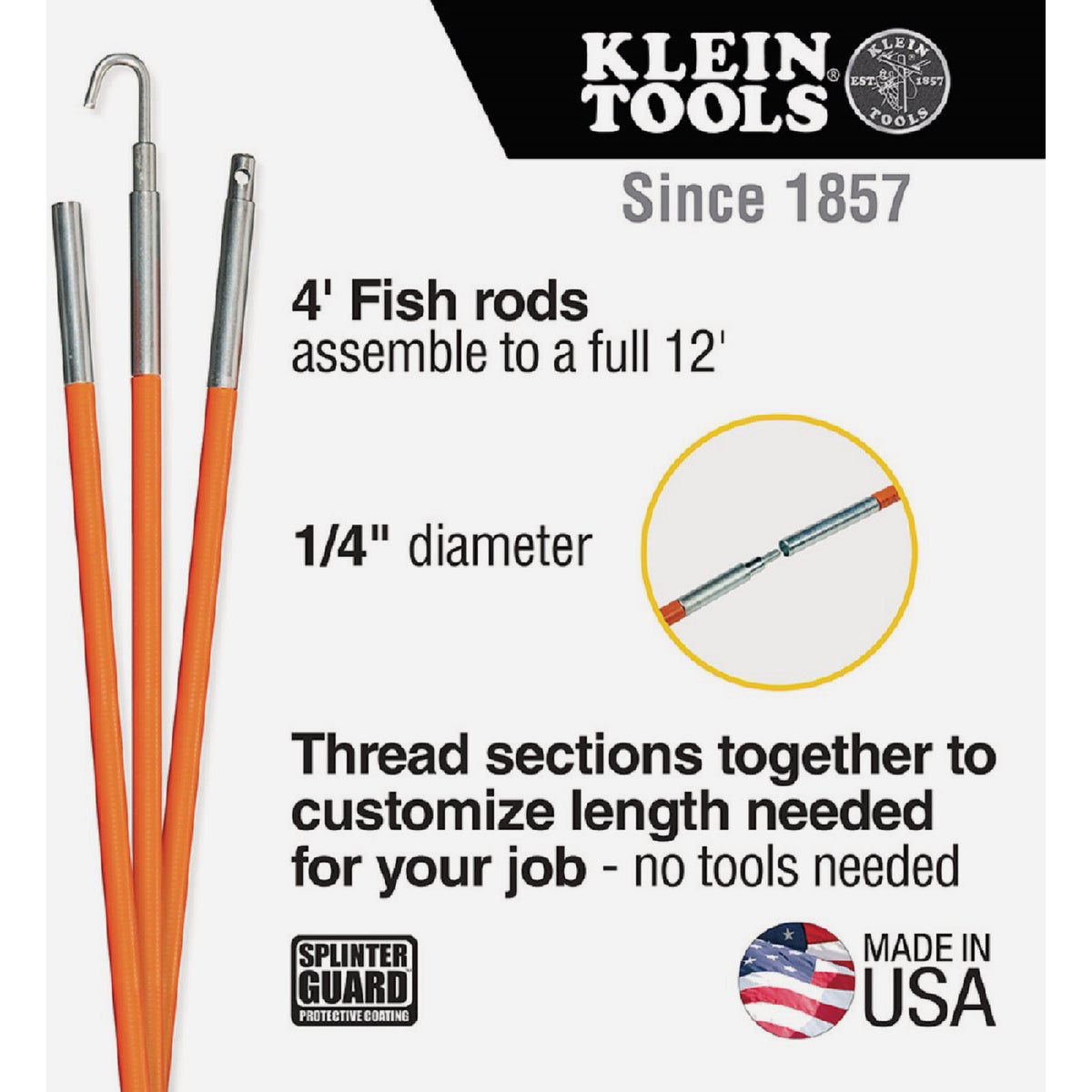 Klein Tools 56312 Lo-Flex Fish Rod Set, 12-Foot : : Tools & Home  Improvement