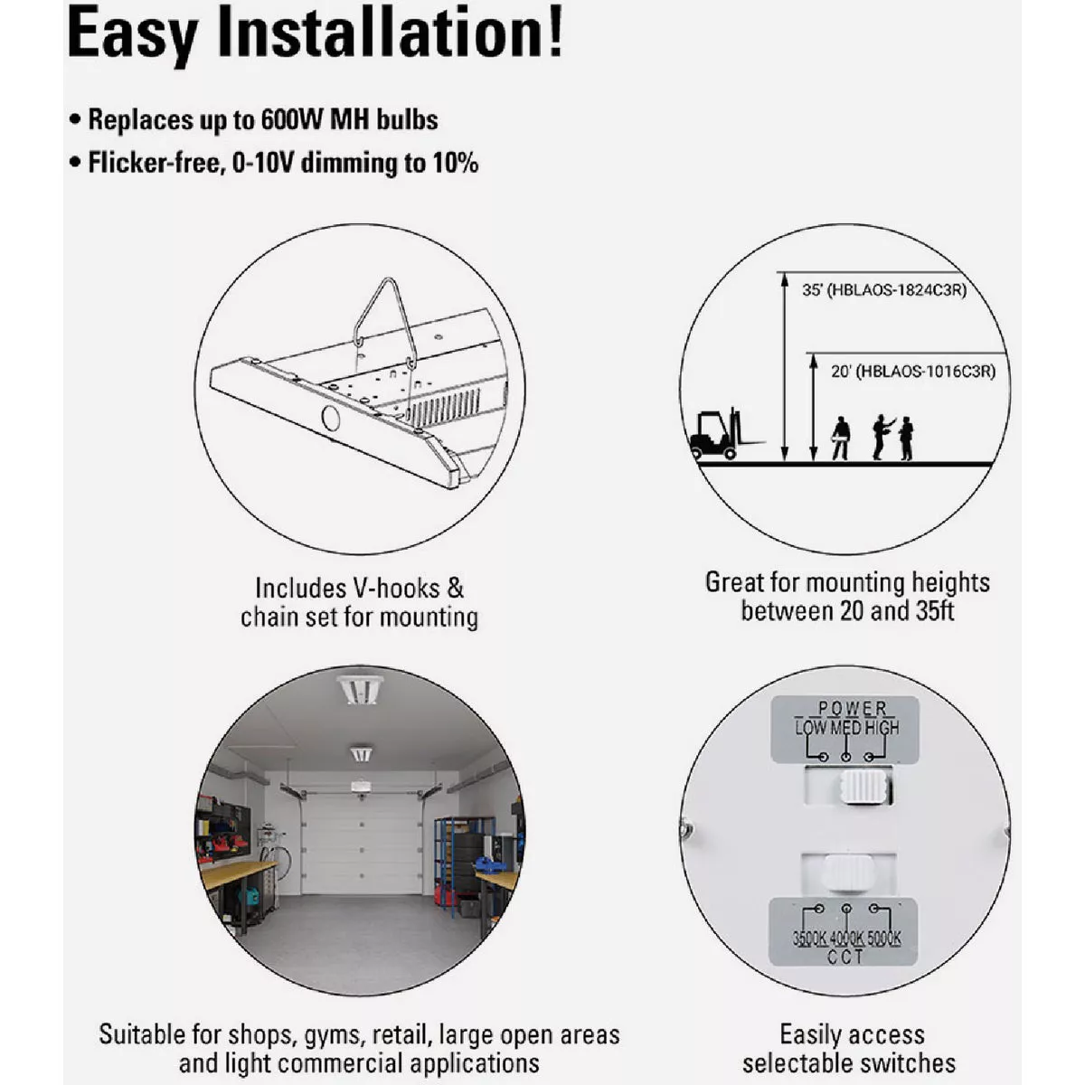 Halo 2 Ft. Selectable LED Highbay Light Fixture with Adjustable Optics - photo 4