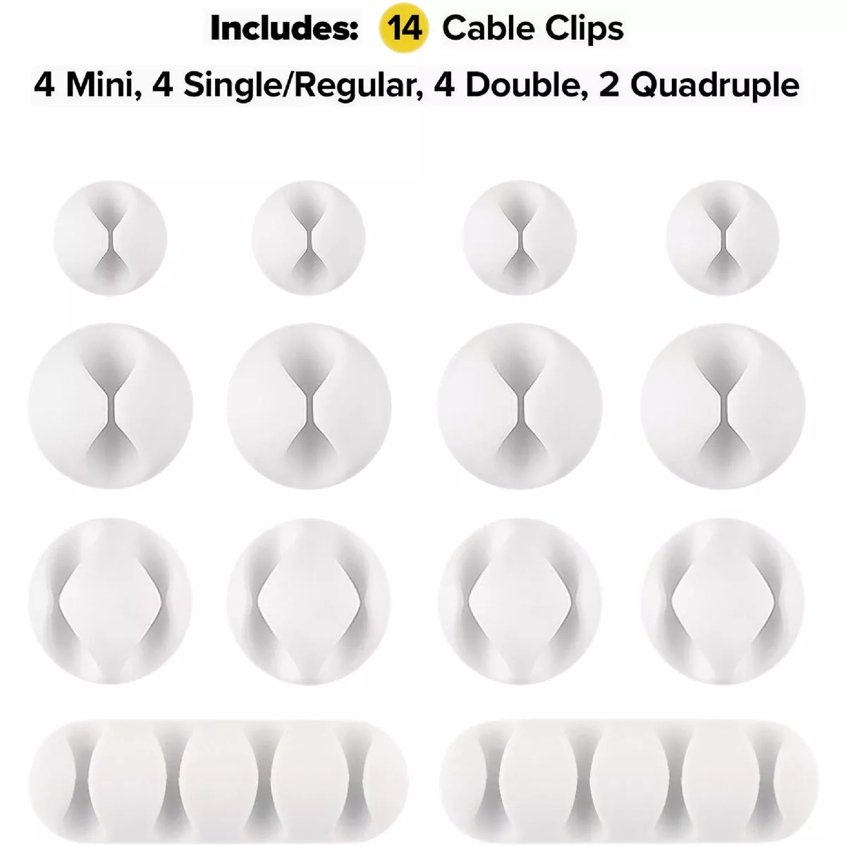 Wrap-It Storage Single White Cable Clip (14-Pack)