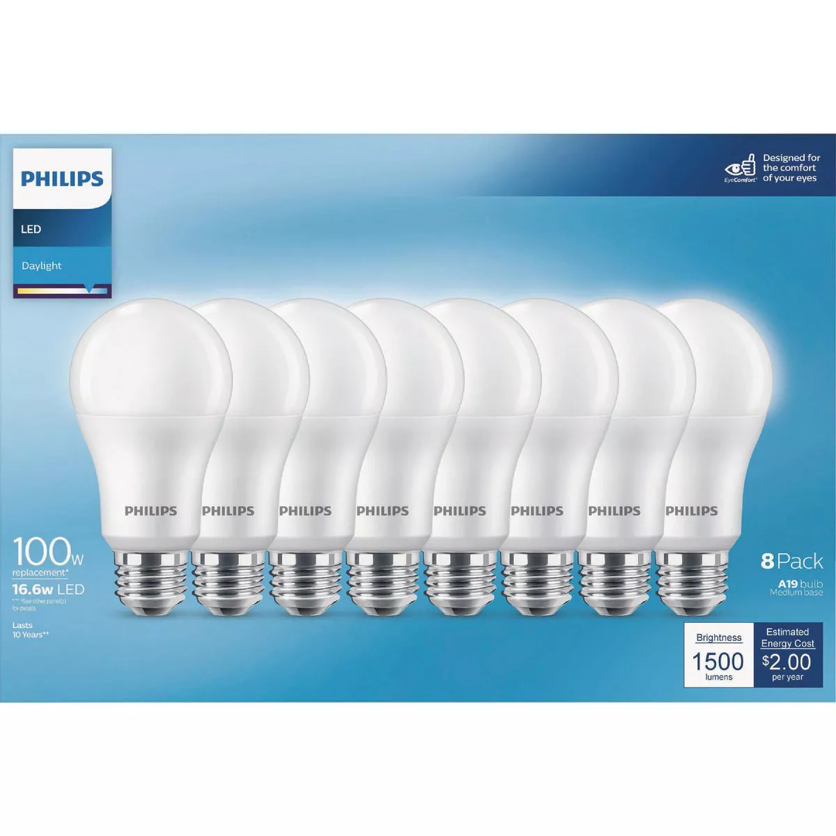 Philips 100W Equivalent Daylight A19 Medium LED Light Bulb (8-Pack) - photo 2