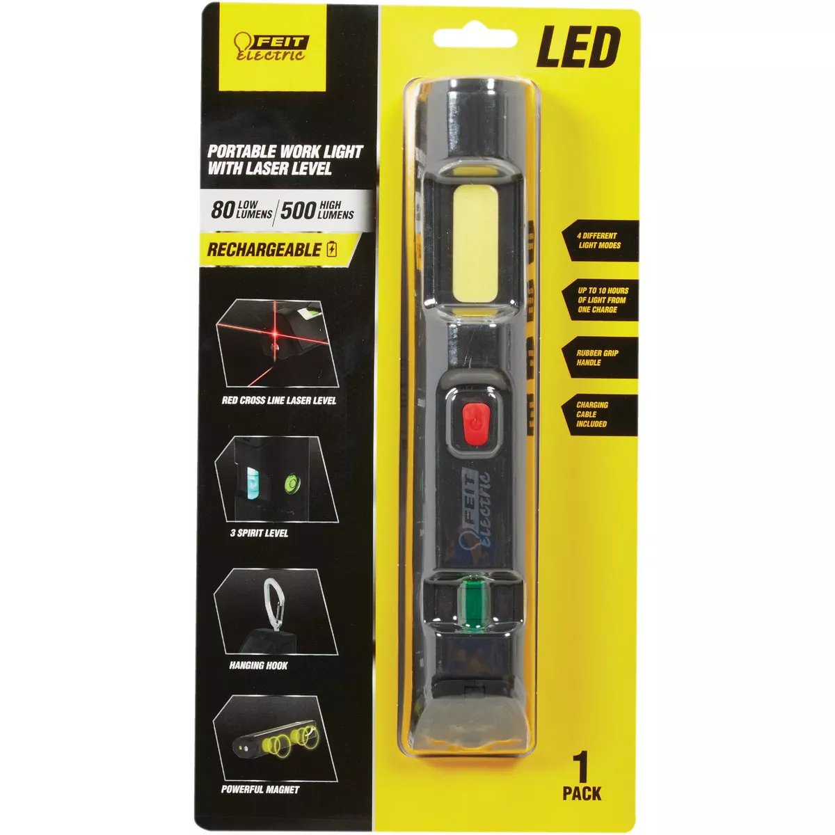Feit Electric 500 Lm. LED Rechargeable Handheld Work Light with Laser Level - photo 2
