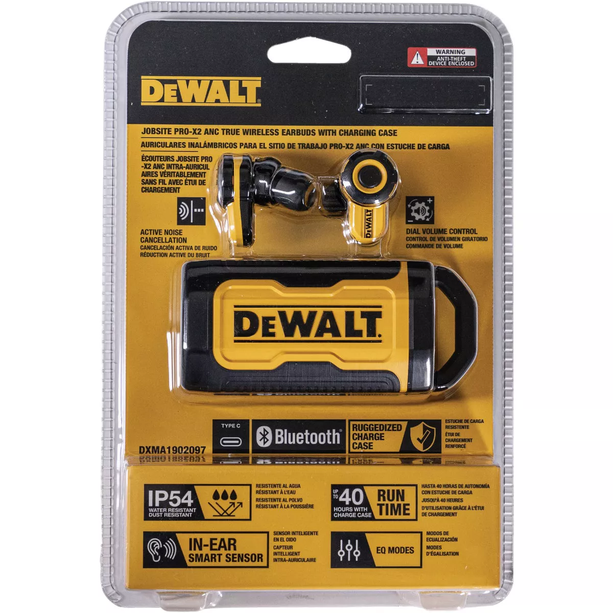 DEWALT Jobsite Pro X-2 ANC True Wireless Earbuds with Charging