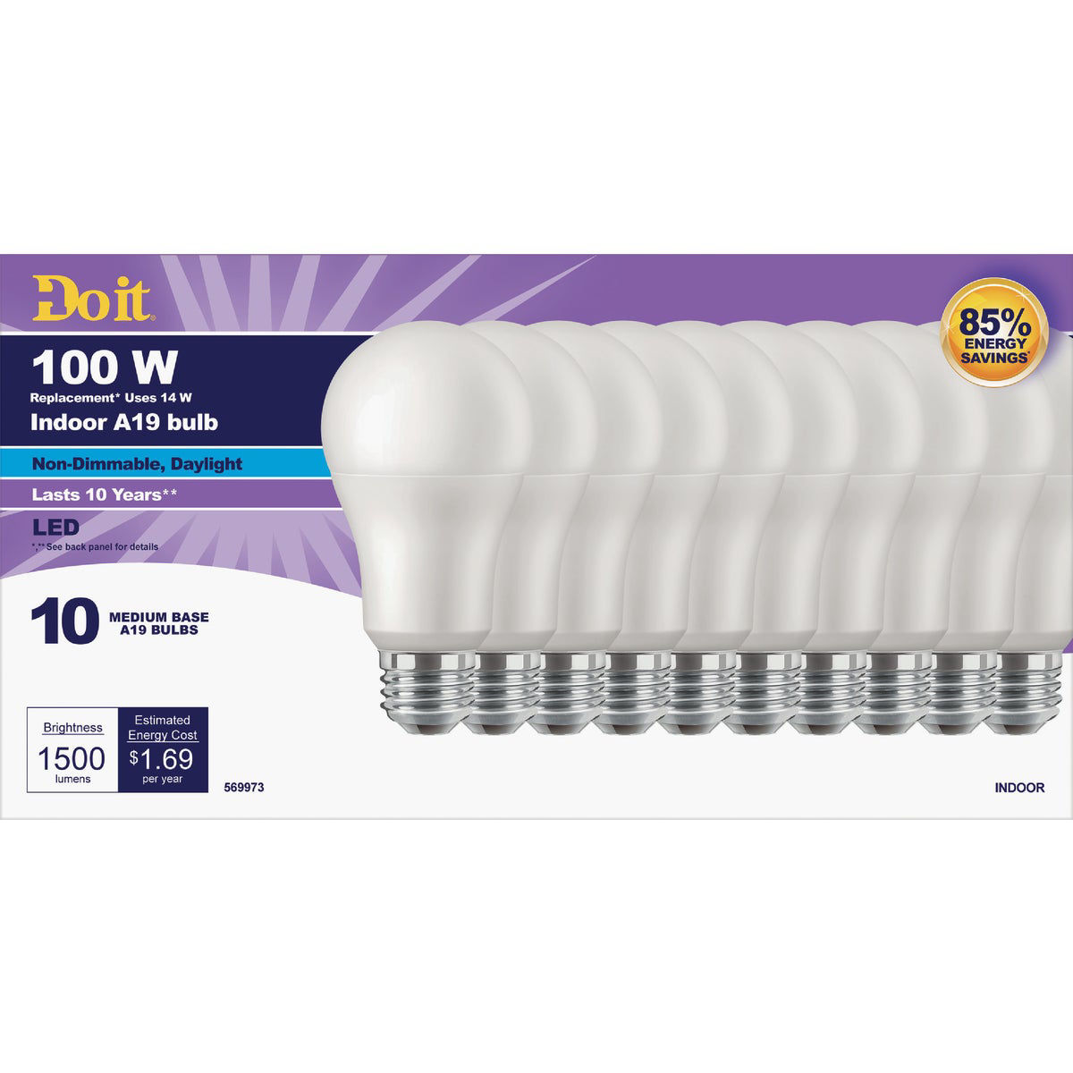 Do it 100W Equivalent Daylight A19 Medium LED Light Bulb 10 Pack