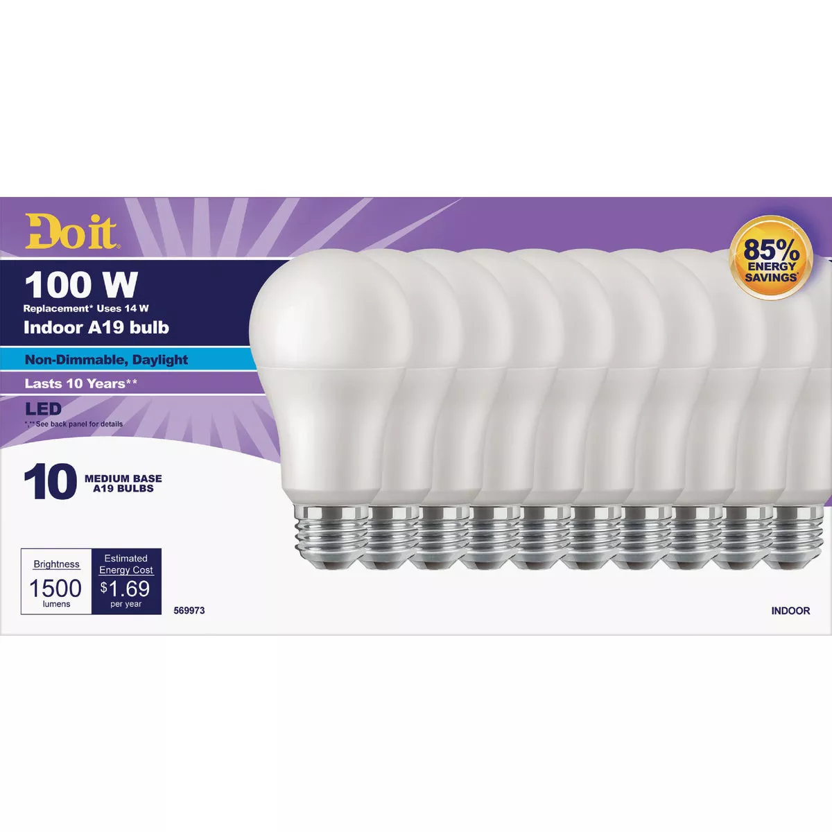 Do it 100W Equivalent Daylight A19 Medium LED Light Bulb (10-Pack)