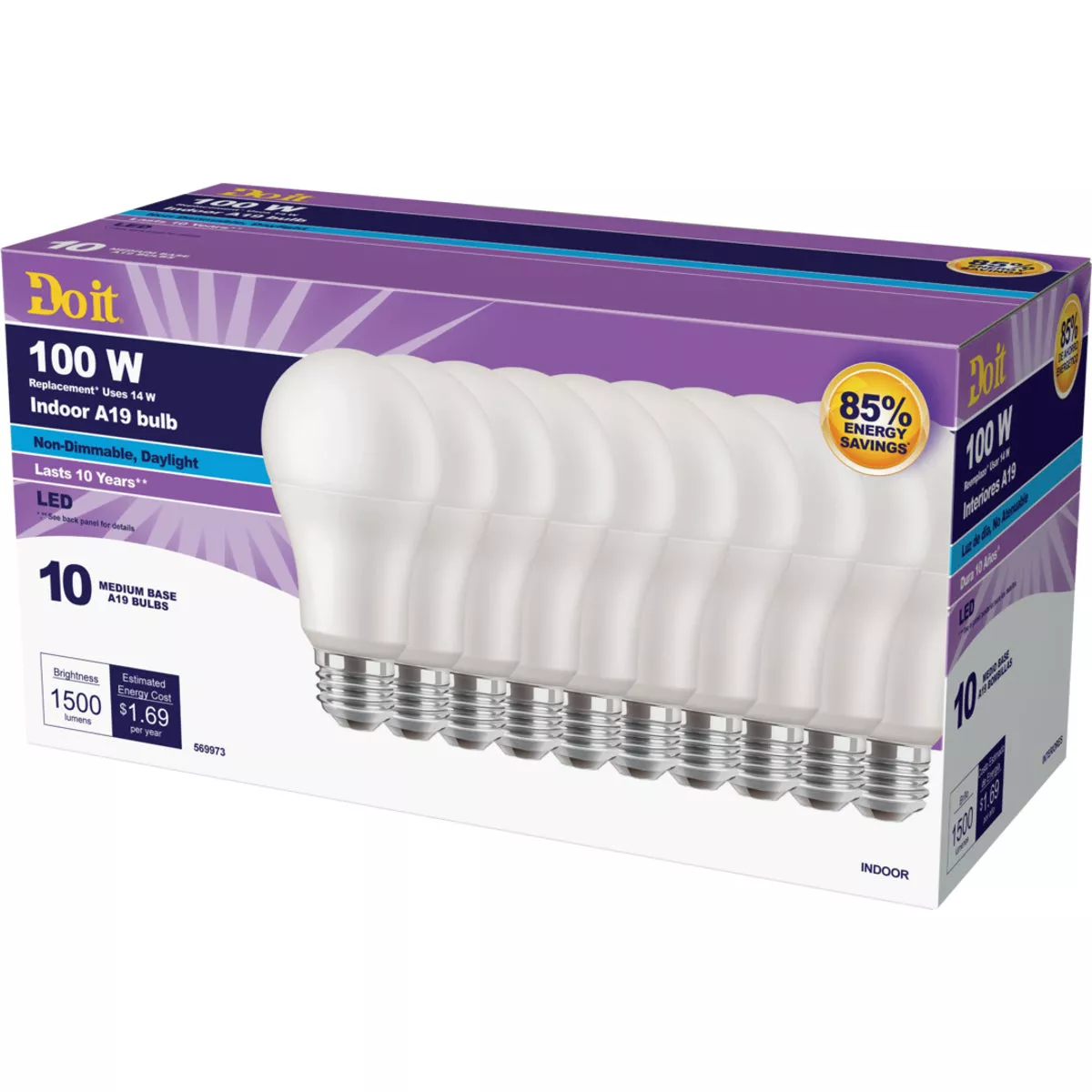 Do it 100W Equivalent Daylight A19 Medium LED Light Bulb (10-Pack) - photo 2